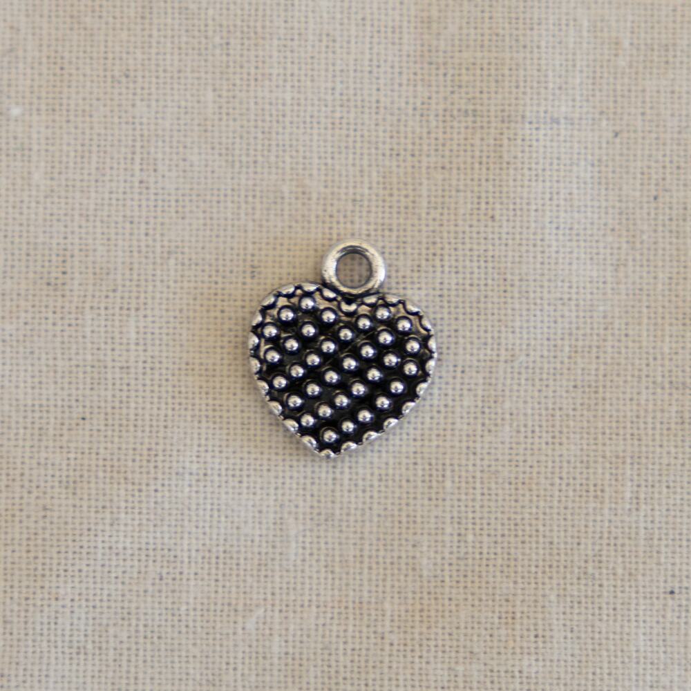 Vintage Silver Studded Heart Charm Y2K Pendant Jewelry Statement Unisex